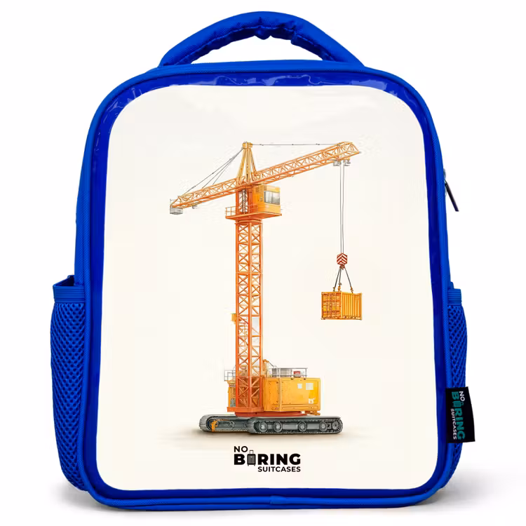 Kids' Backpacks with name Blue -. Tower Crane - Signed - Orange β 1