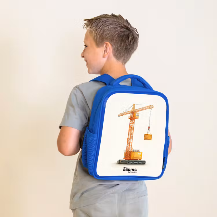 Kids' Backpacks with name Blue -. Tower Crane - Signed - Orange β 2