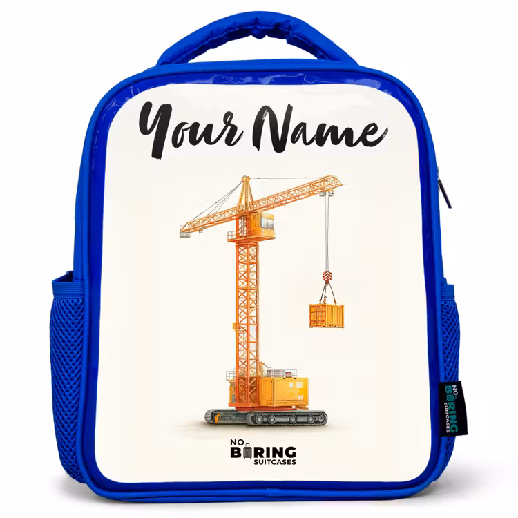 Kids' Backpacks with name Blue -. Tower Crane - Signed - Orange — 1