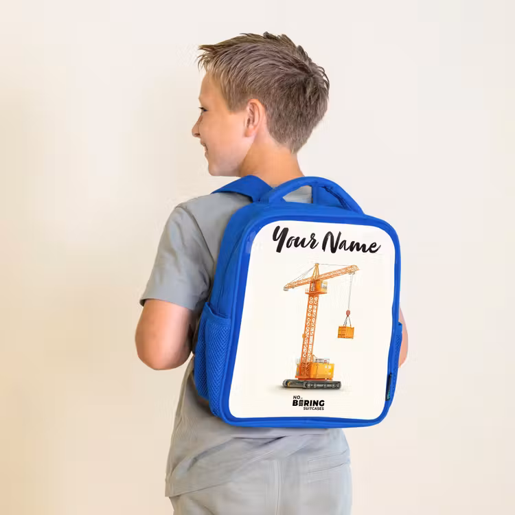 Kids' Backpacks with name Blue -. Tower Crane - Signed - Orange — 2