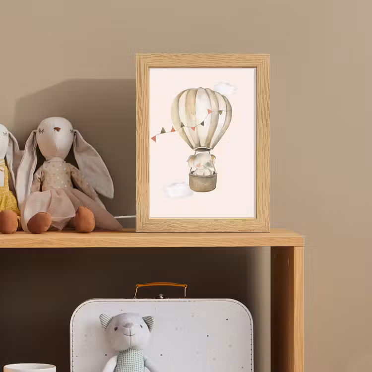 Kids’ Night Light - Hot air balloon - Elephant - Watercolor - Beige - Animals — 3