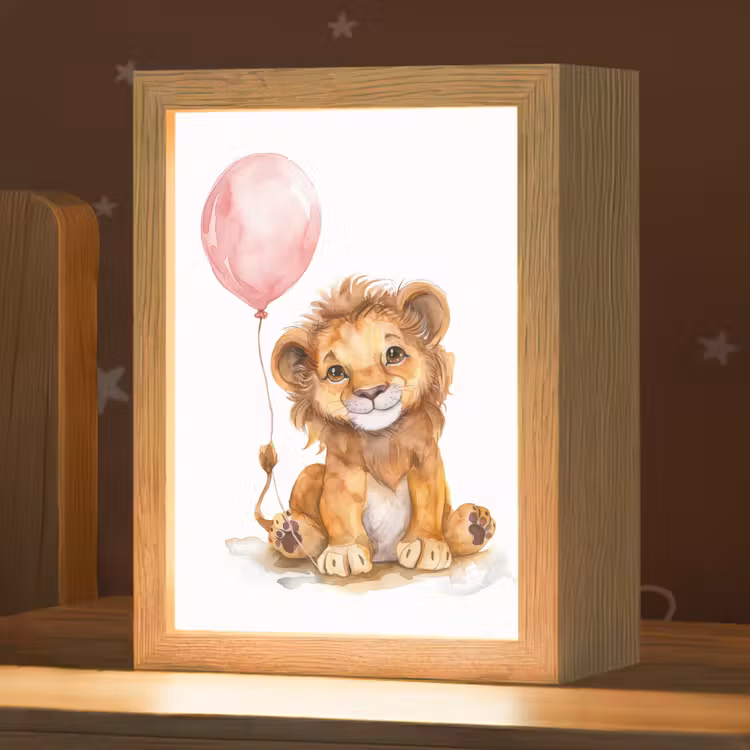 Kids’ Night Light - Lion - Baby animal - Animals - Pink balloon — 1