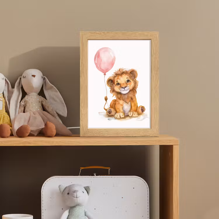 Kids’ Night Light - Lion - Baby animal - Animals - Pink balloon — 3
