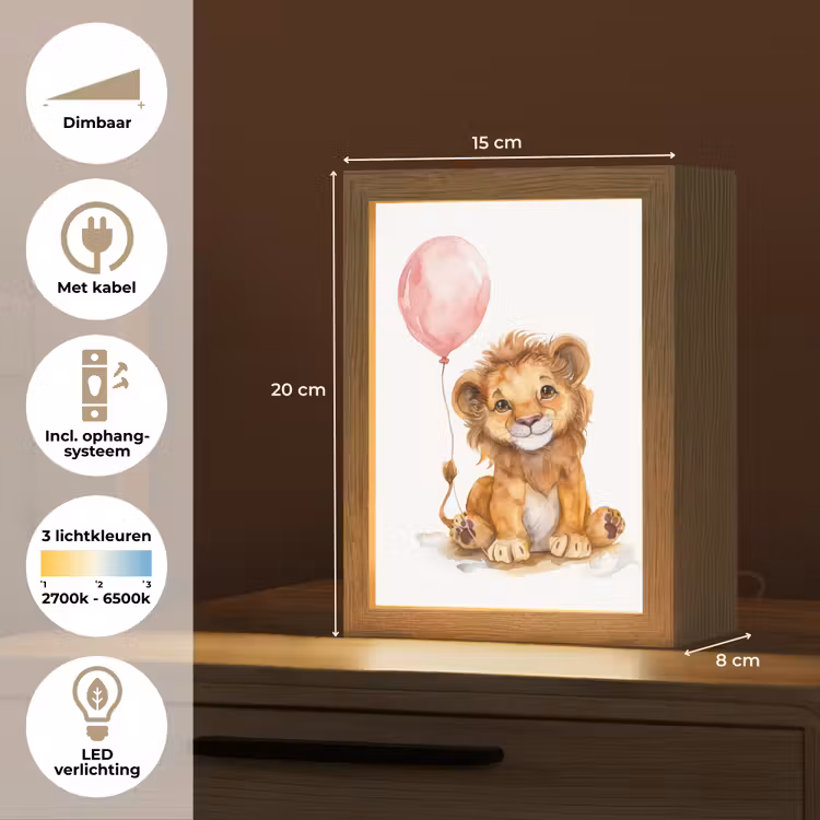 Kids’ Night Light - Lion - Baby animal - Animals - Pink balloon — 7