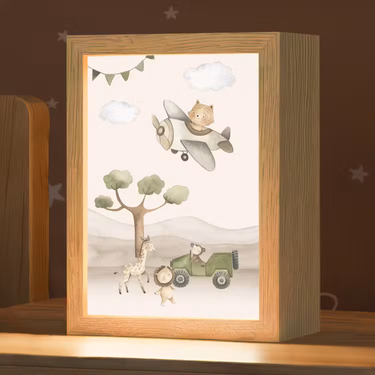 Kids’ Night Light - Wildlife - Safari - Pastel colors - Watercolor - Airplane — 1