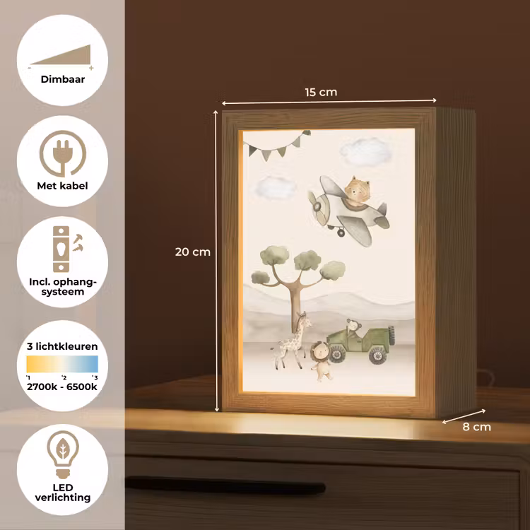 Kids’ Night Light - Wildlife - Safari - Pastel colors - Watercolor - Airplane — 7