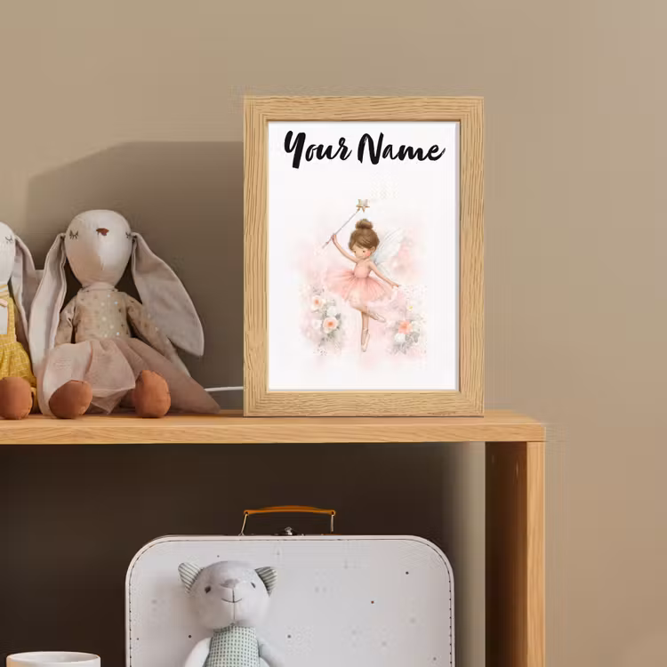 Kids' Night Light with name - Ballerina - Fairy - Flowers - Pink — 3