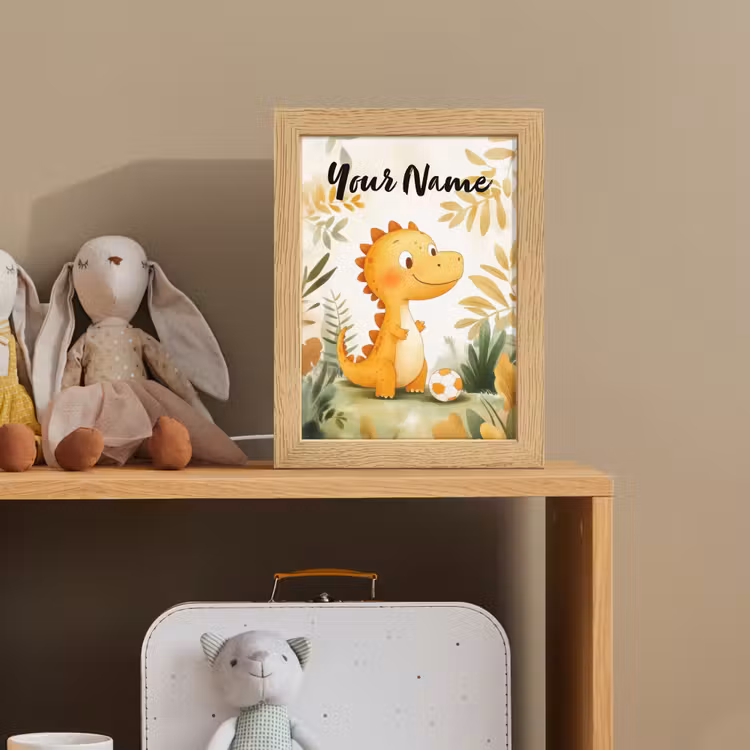 Kids' Night Light with name - Dino - Football - Orange — 3