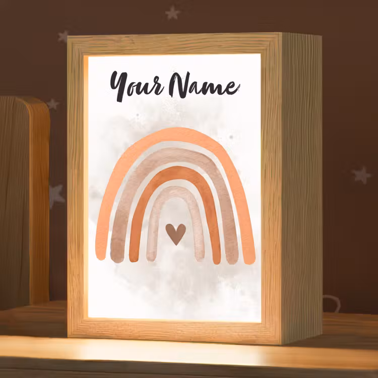 Kids' Night Light with name - Rainbow - Pink - Pastel colors - Heart — 1