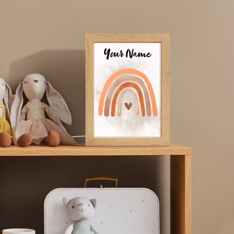 Kids' Night Light with name - Rainbow - Pink - Pastel colors - Heart — 3