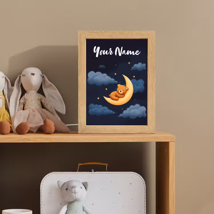 Kids' Night Light with name - Teddy bear - Moon - Clouds - Stars — 3