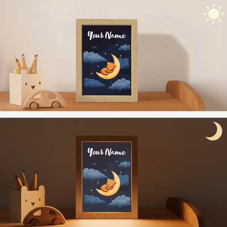 Kids' Night Light with name - Teddy bear - Moon - Clouds - Stars — 4
