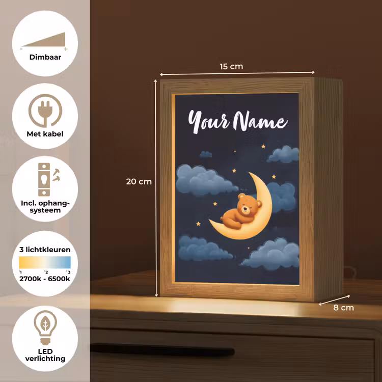 Kids' Night Light with name - Teddy bear - Moon - Clouds - Stars — 7