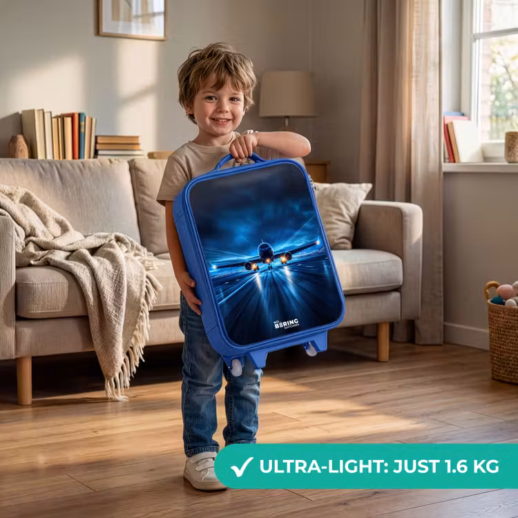 Kids’ Suitcase - Blue - Airplane taking off in futuristic nightscape — 2