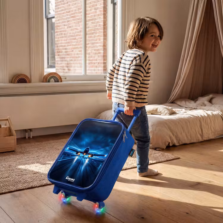 Kids’ Suitcase - Blue - Airplane taking off in futuristic nightscape — 3
