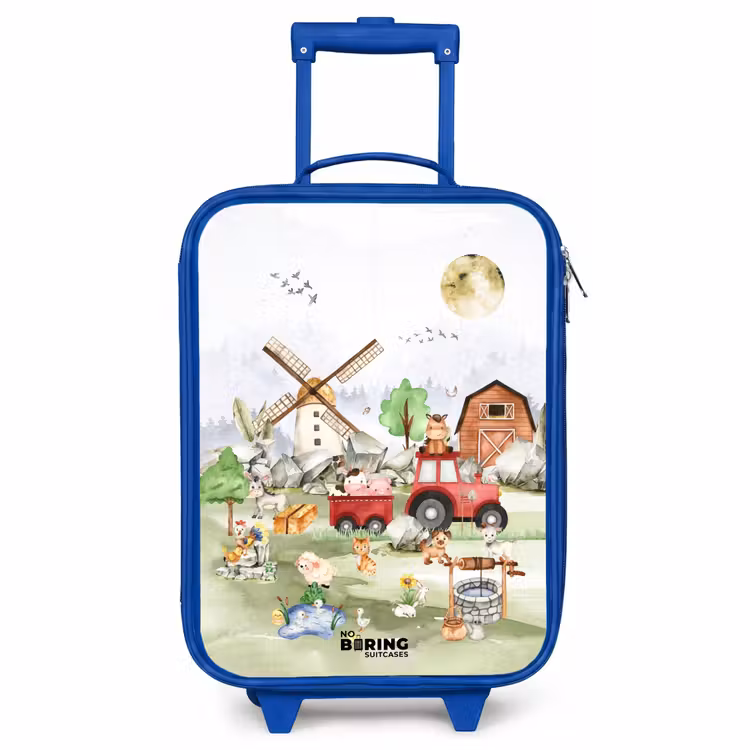 Kids’ Suitcase - Blue - animals on a farm — 1