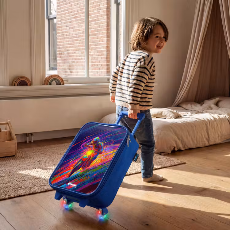 Kids’ Suitcase - Blue - Cross bike - Neon colors - Lines - Helmet — 3