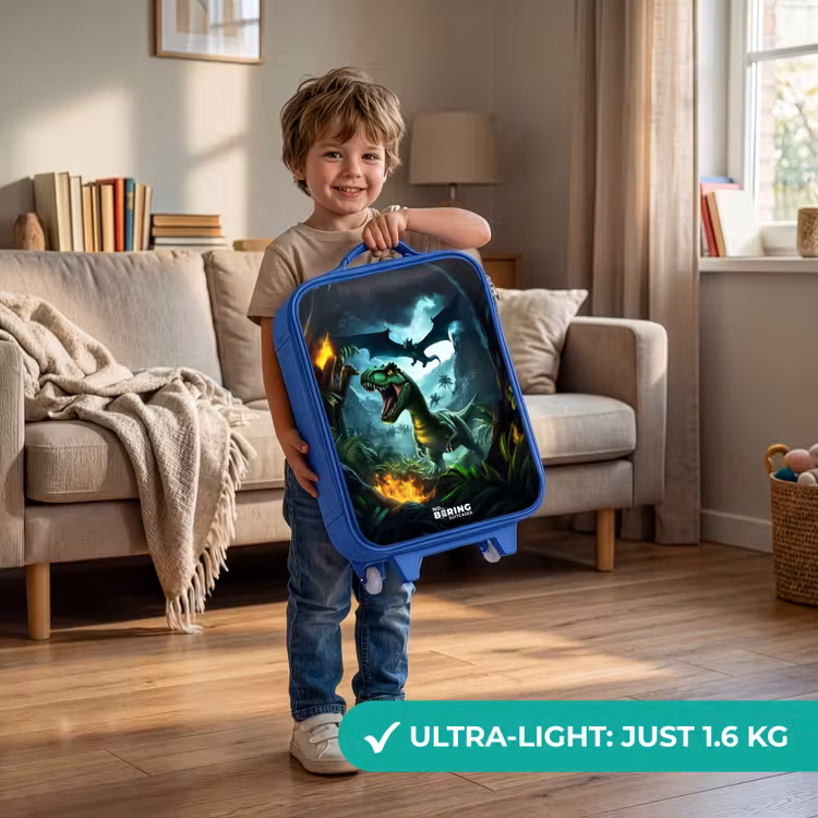 Kids’ Suitcase - Blue - Dinosaur and dragon in fiery jungle valley — 2
