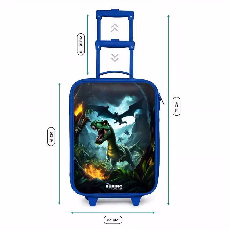 Kids’ Suitcase - Blue - Dinosaur and dragon in fiery jungle valley — 6