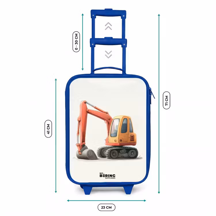 Kids’ Suitcase - Blue - Excavator - Signed - Orange — 6
