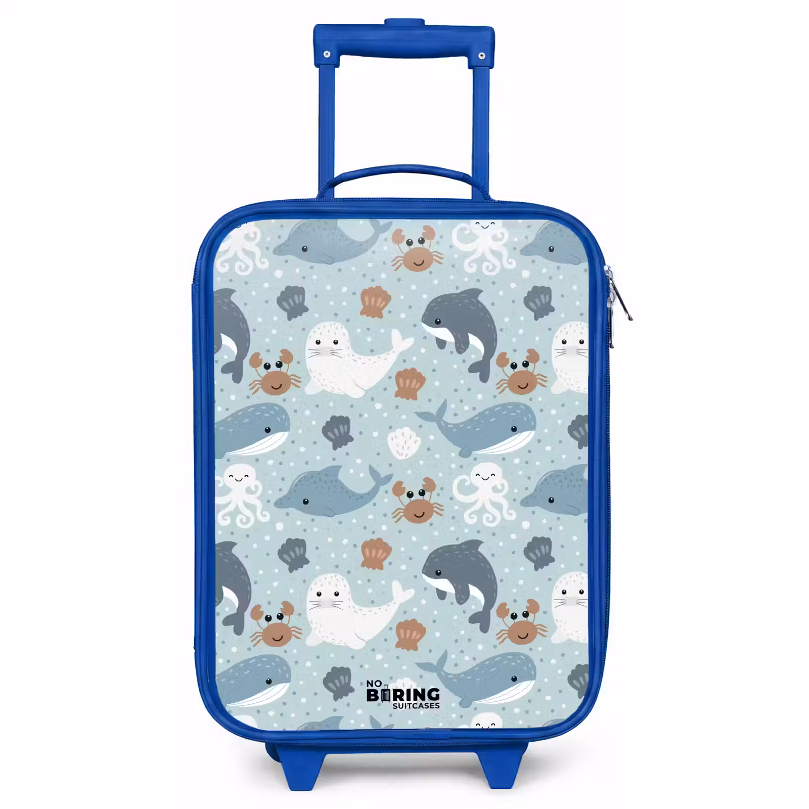 Kids’ Suitcase - Blue - Sea animal pattern with dolphins, seals and crabs — 1