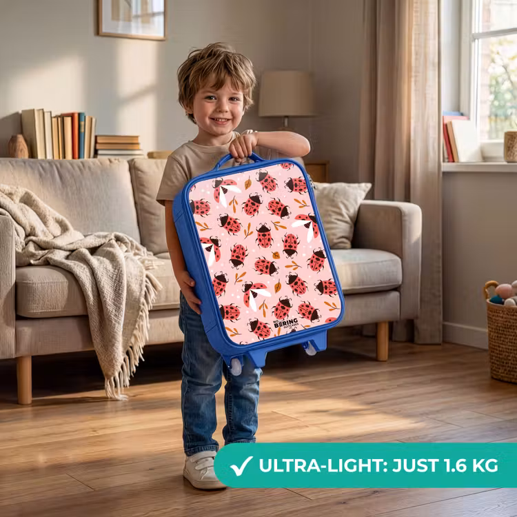 Kids’ Suitcase - Blue - Red ladybugs on pink background — 2