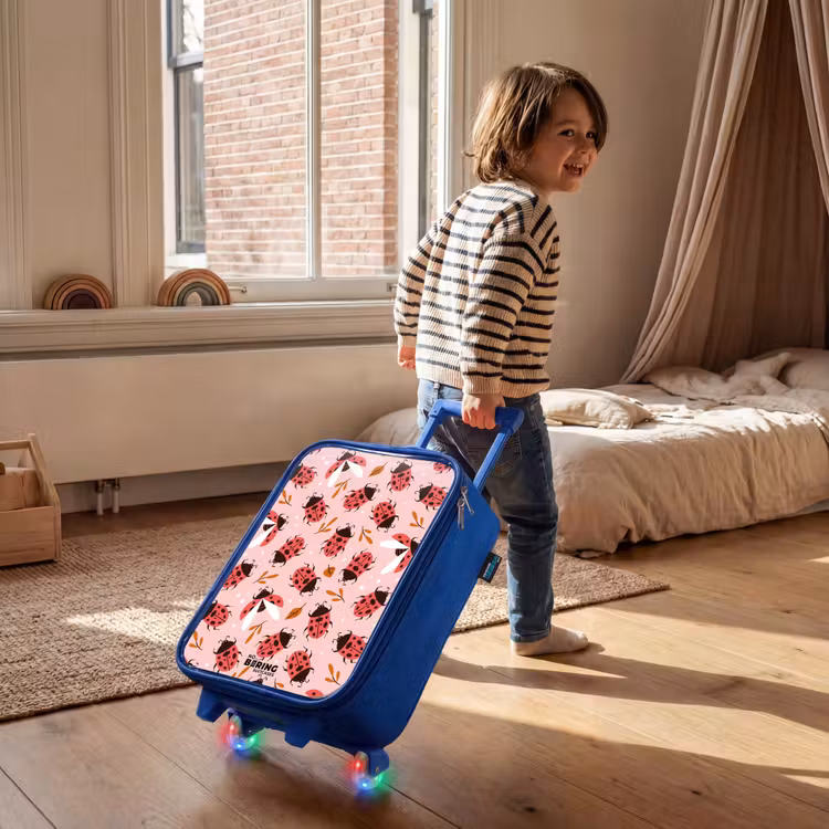Kids’ Suitcase - Blue - Red ladybugs on pink background — 3