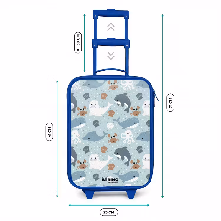 Kids’ Suitcase - Blue - Sea animal pattern with dolphins, seals and crabs — 6