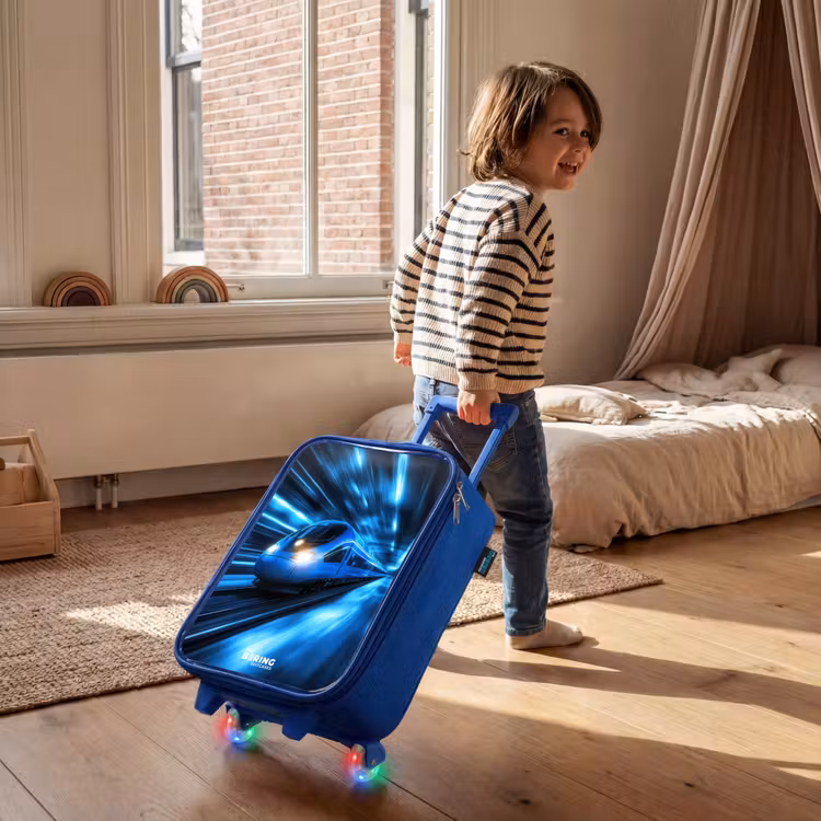 Kids’ Suitcase - Blue - Superfast train in neon blue tunnel — 3