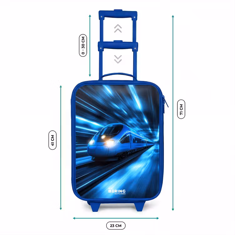Kids’ Suitcase - Blue - Superfast train in neon blue tunnel — 6