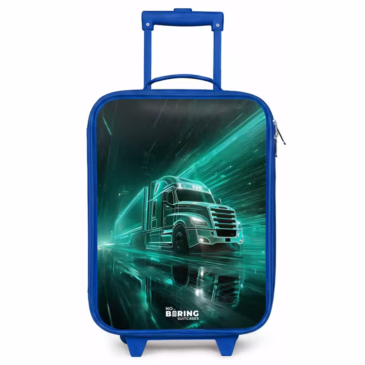 Kids’ Suitcase - Blue - Truck - Neon - Green - City — 1