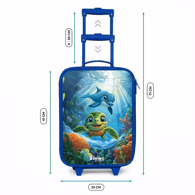 Kids’ Suitcase - Blue - Turtle and dolphin in blue ocean — 6