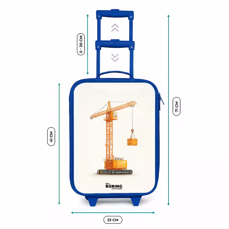 Kids’ Suitcase - Blue - Tower Crane - Signed - Orange — 6