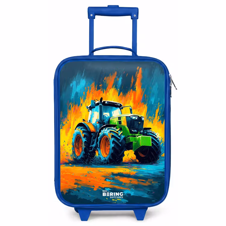 Kids’ Suitcase - Blue - Tractor - Green - Abstract - Brush strokes — 1