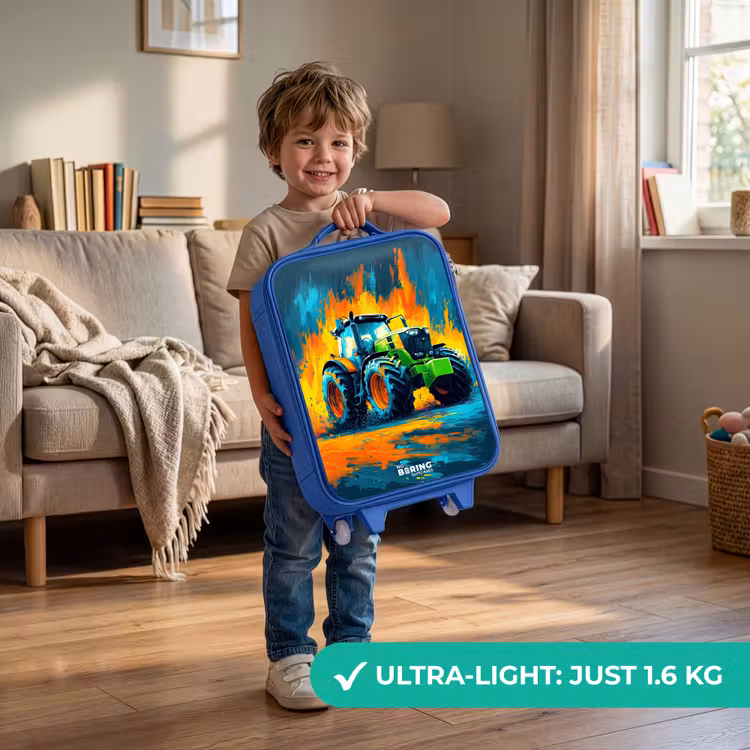 Kids’ Suitcase - Blue - Tractor - Green - Abstract - Brush strokes — 2