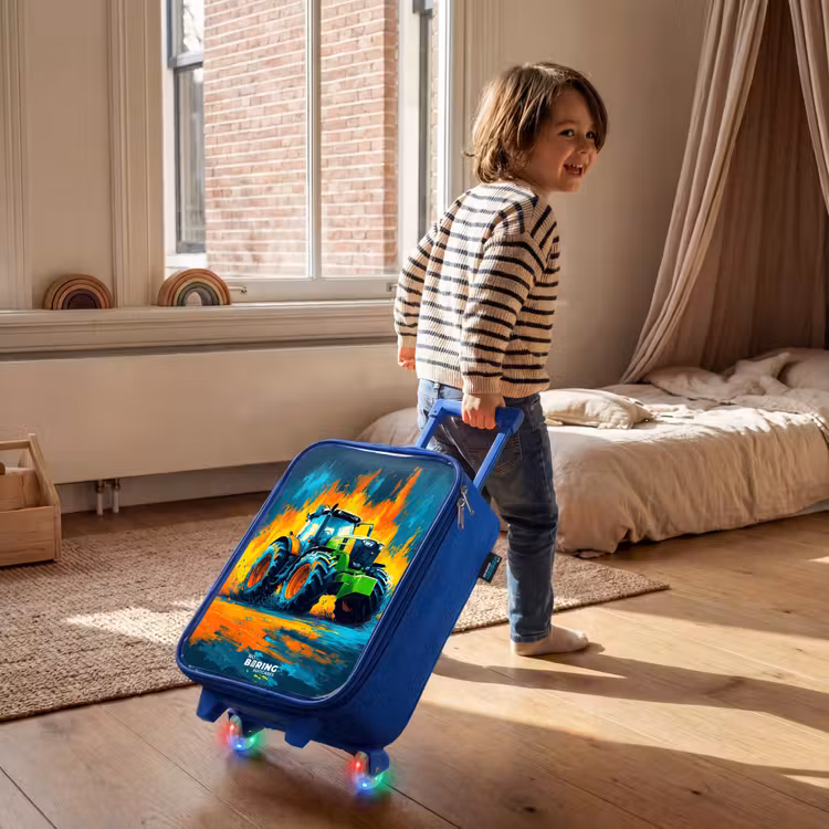 Kids’ Suitcase - Blue - Tractor - Green - Abstract - Brush strokes — 3