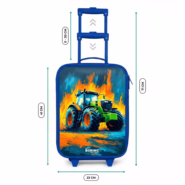 Kids’ Suitcase - Blue - Tractor - Green - Abstract - Brush strokes — 6