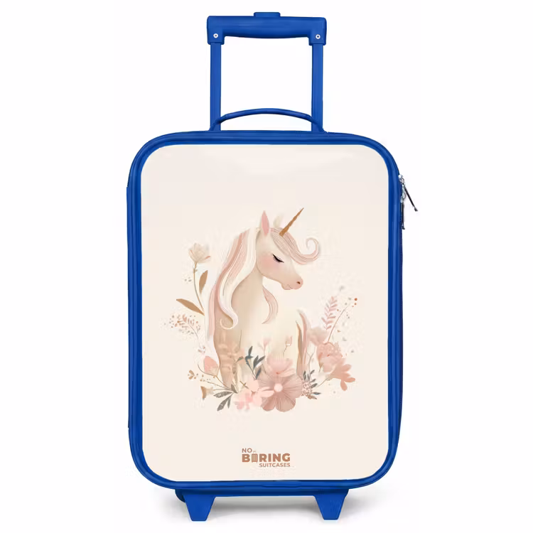 Kids’ Suitcase - Blue - Unicorn among flowers in pink pastel colors — 1