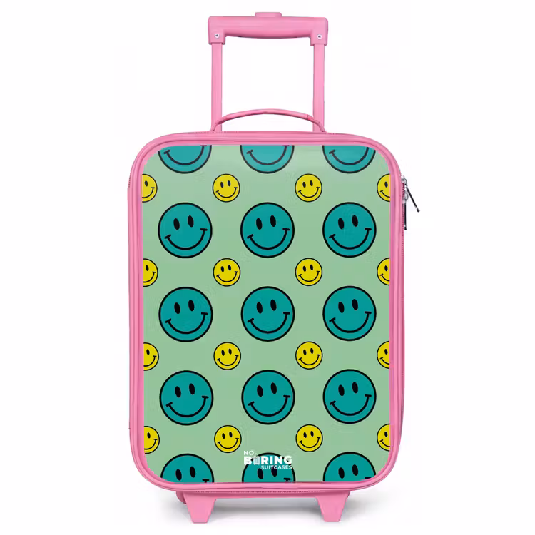 Kids’ Suitcase - Pink - All smiles green — 1