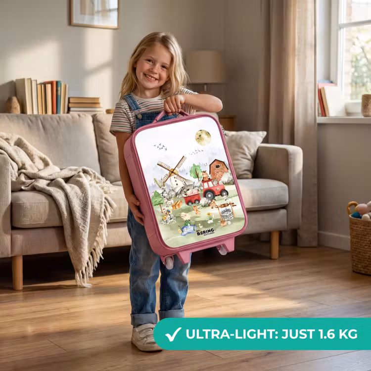 Kids’ Suitcase - Pink - animals on a farm — 2