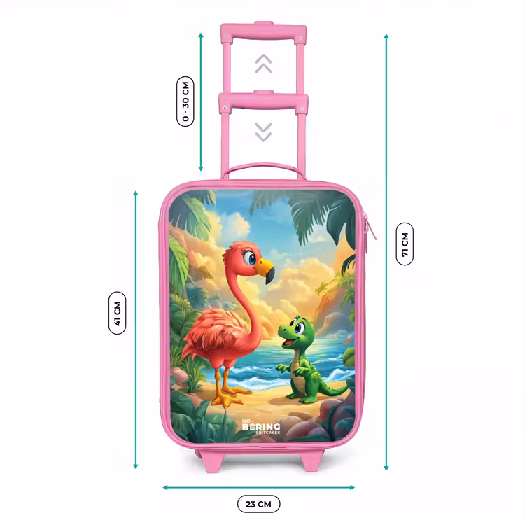 Kids’ Suitcase - Pink - Flamingo and dinosaur on beach at sunset — 5