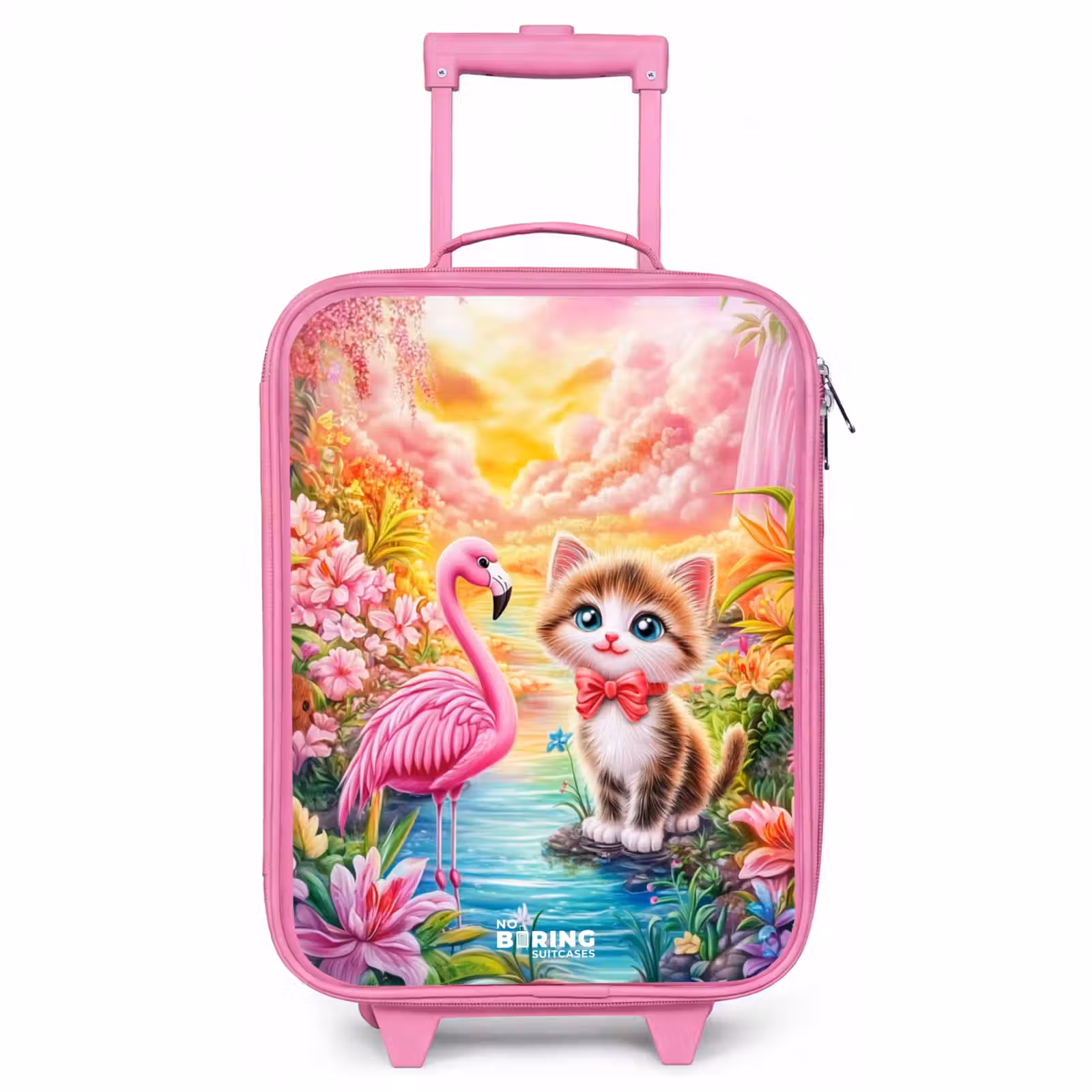 Kids’ Suitcase - Pink - Kitten with flamingo in tropical flower paradise — 1
