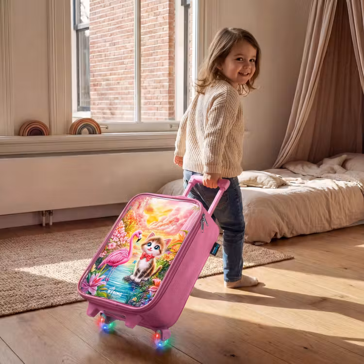 Kids’ Suitcase - Pink - Kitten with flamingo in tropical flower paradise — 3