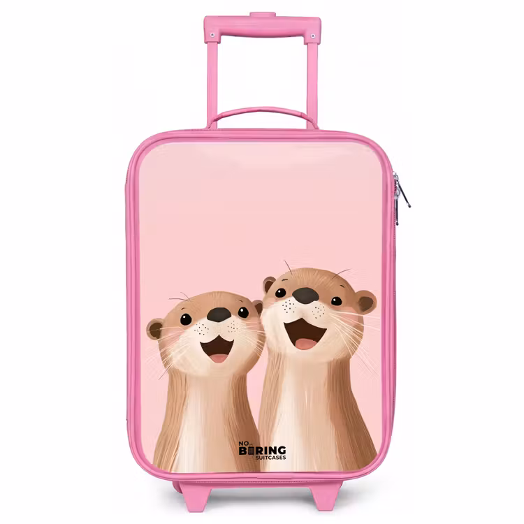 Kids’ Suitcase - Pink - Otters - Laughter - Pink - Illustration — 1