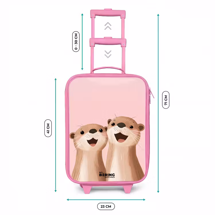 Kids’ Suitcase - Pink - Otters - Laughter - Pink - Illustration — 5