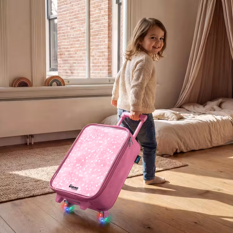 Kids’ Suitcase - Pink - Pink glitter hearts — 3