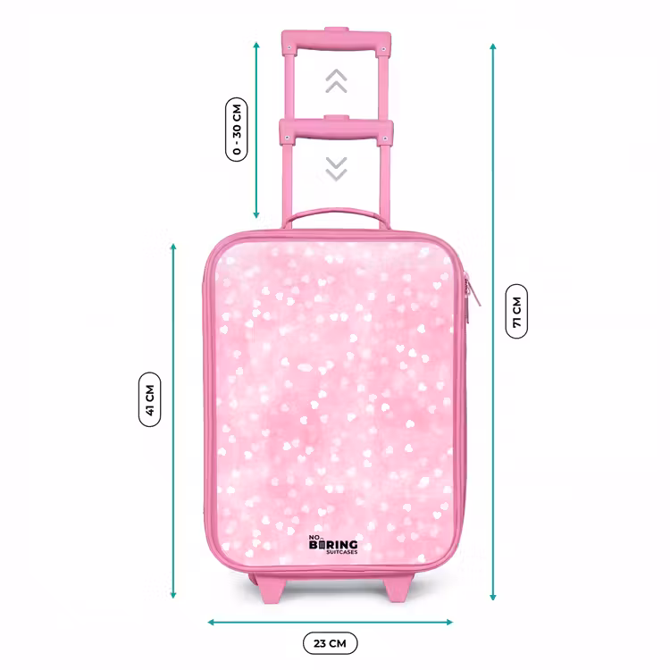 Kids’ Suitcase - Pink - Pink glitter hearts — 5