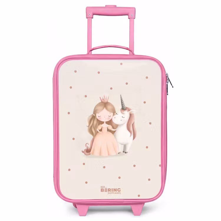 Kids’ Suitcase - Pink - Princess and a unicorn in pastel colors — 1
