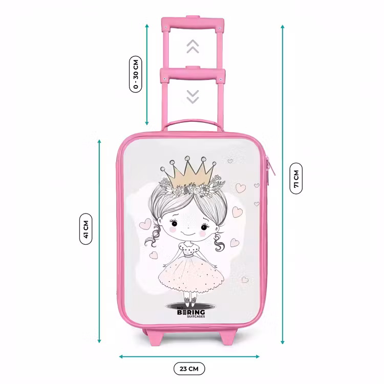 Kids’ Suitcase - Pink - Princess with crown and pink hearts — 5