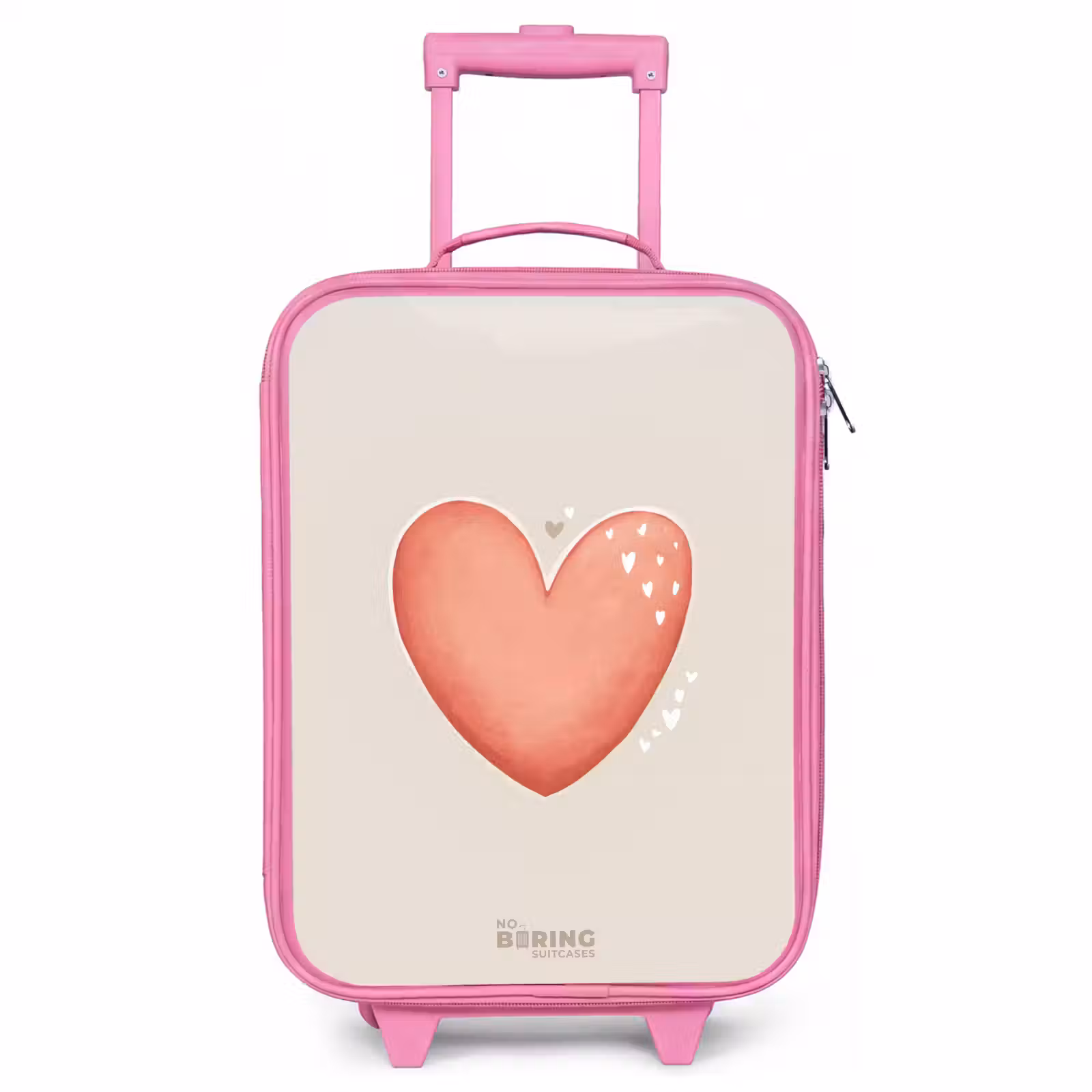 Kids’ Suitcase - Pink - Red heart on a beige background — 1